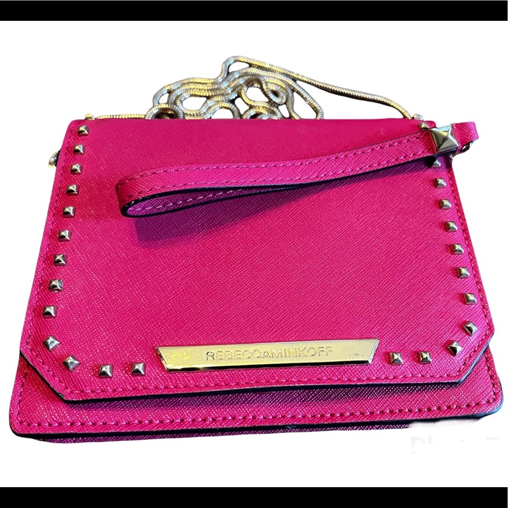 Rebecca Minkoff pink wristlet crossbody studded rare